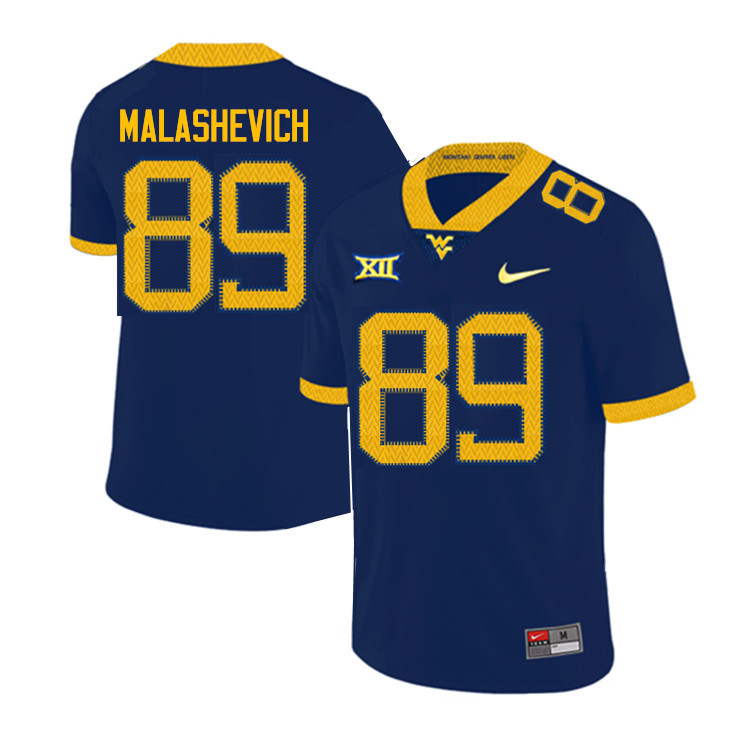 NCAA Men's Graeson Malashevich West Virginia Mountaineers Navy #89 Nike Stitched Football College 2019 Authentic Jersey KJ23P01BV